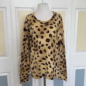 Cathy Daniels Sweater Womens XL Brown Black Pullover Cheetah